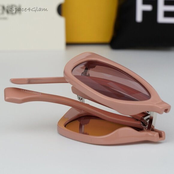 NEW Fendi FE40089I 72U FOLDING Pink Mirror Pattern Women Cat Eye Sunglasses main image 4